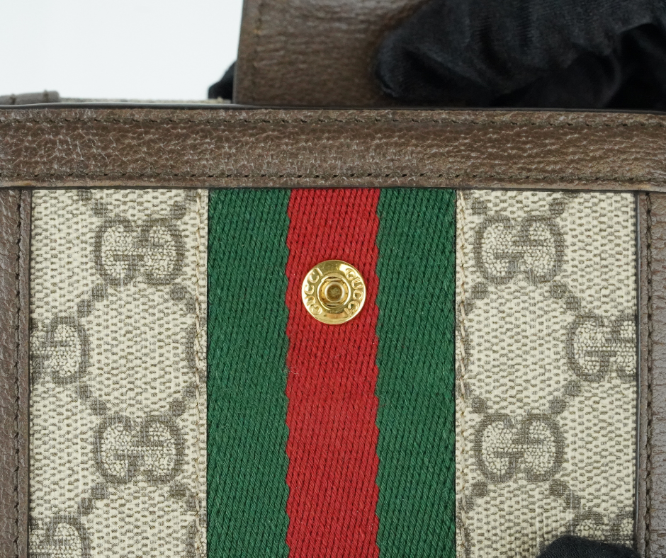 Pre-Loved Gucci Ophidia GG Supreme Small Wallet - Beige/Ebony with Web Stripe