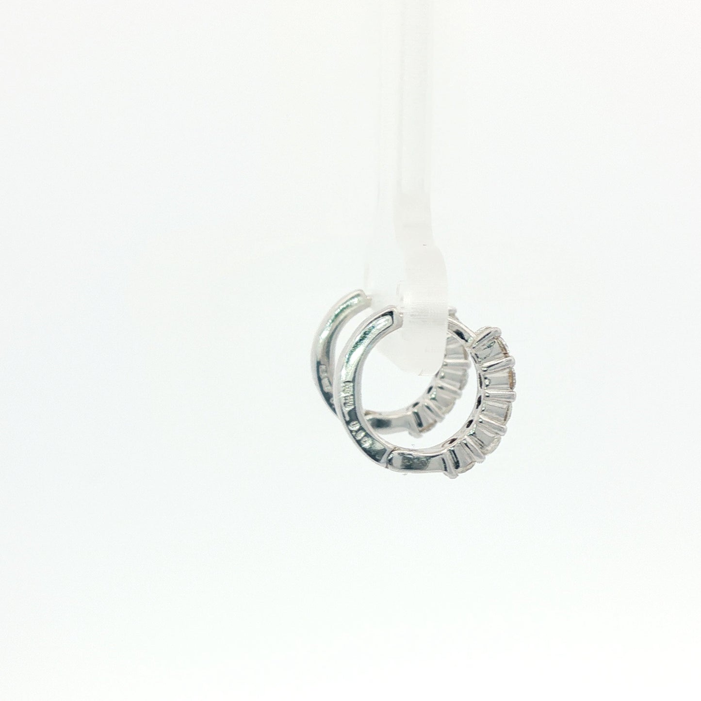 18K White Gold Hoop Earrings with Natural Round Cut Diamonds