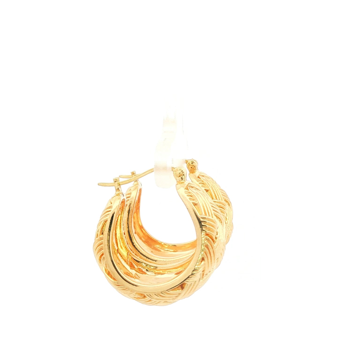 18K Japan Yellow Gold Woven Design Hoop Earrings