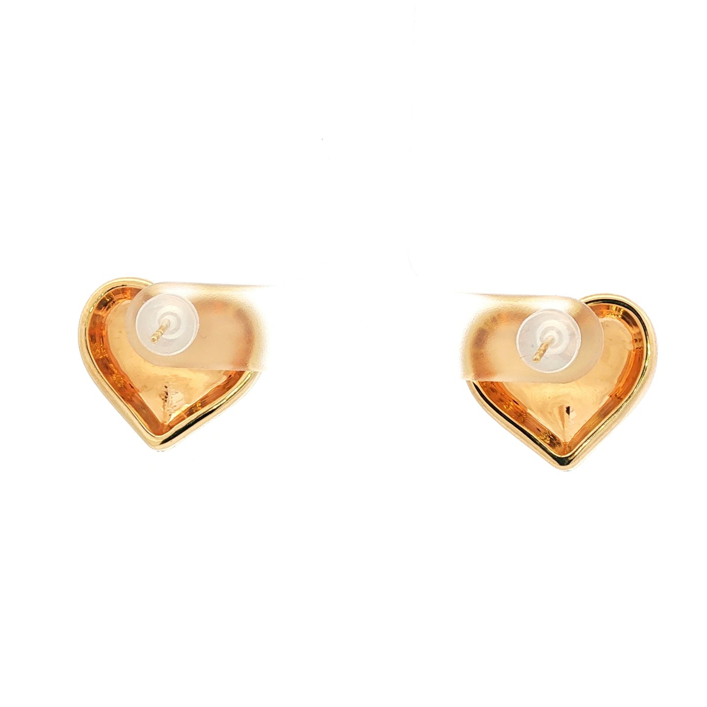 18K Japan Yellow Gold Heart Stud Earrings