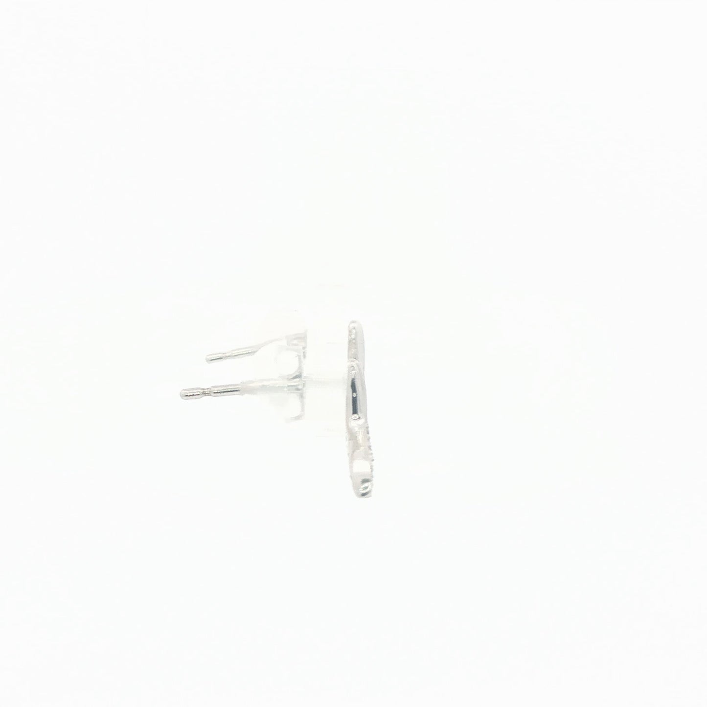 18K White Gold Plated Silver Stud Earrings with Natural Diamond