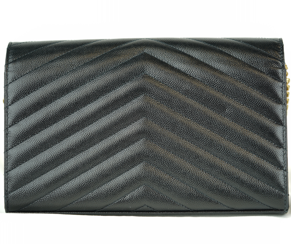 Pre-Loved Saint Laurent Grain De Poudre Matelasse Chevron Monogram Chain Wallet