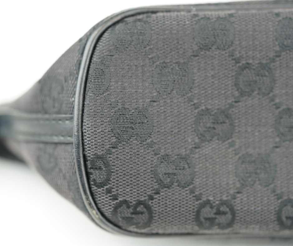 Pre-Loved Gucci Vintage GG Monogram Mini Shoulder Bag Black Canvas Leather