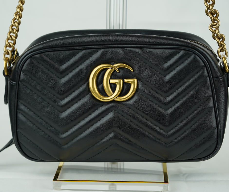 Pre-Loved Gucci GG Marmont Matelasse Mini Camera Bag in Black
