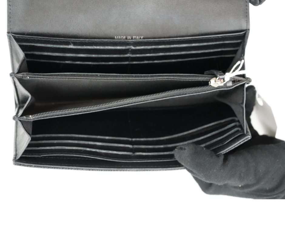 Pre-Loved Chanel Caviar Timeless CC Long Flap Wallet in Black