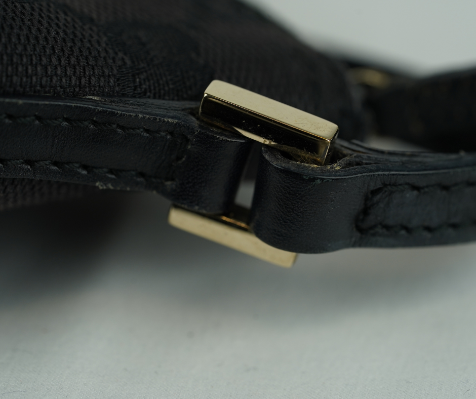 Pre-Loved Gucci Vintage GG Monogram Mini Shoulder Bag Black Canvas Leather
