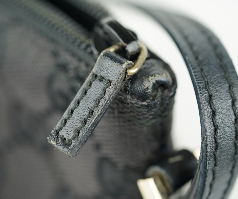 Pre-Loved Gucci Vintage GG Monogram Mini Shoulder Bag Black Canvas Leather
