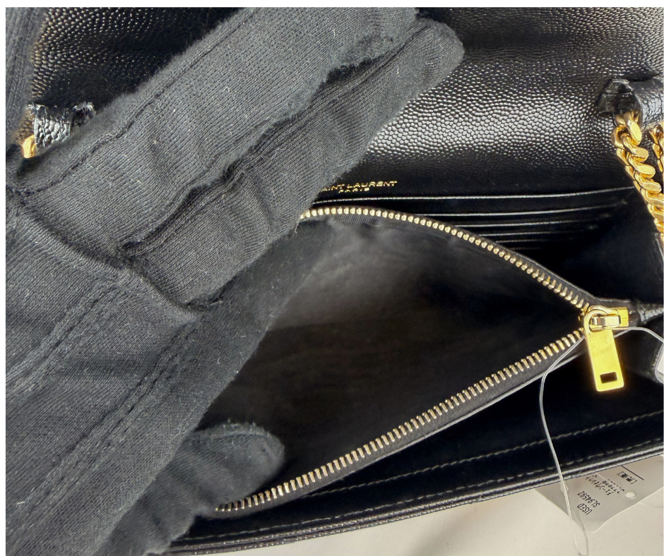 Pre-Loved Saint Laurent Grain De Poudre Matelasse Chevron Monogram Chain Wallet