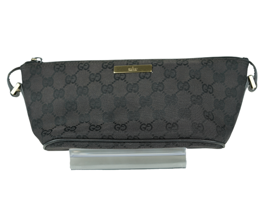 Pre-Loved Gucci Vintage GG Monogram Mini Shoulder Bag Black Canvas Leather