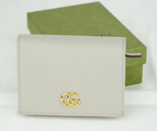 Pre-Loved Gucci Compact Bifold Wallet Leather in Gray Pink