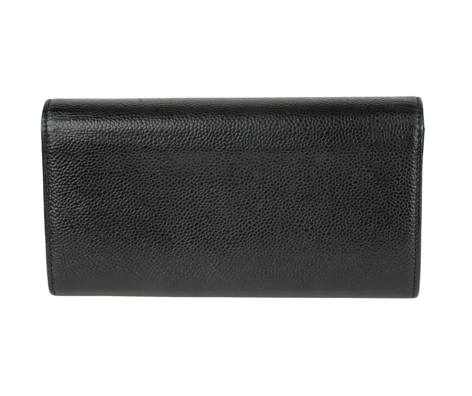 Pre-Loved Chanel Caviar Timeless CC Long Flap Wallet in Black