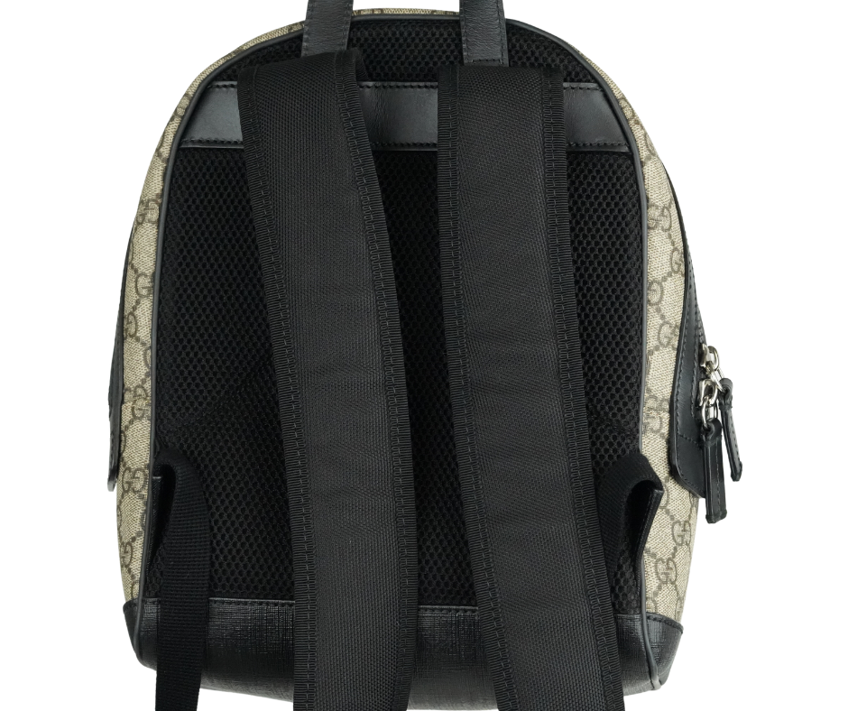 Pre-Loved Gucci Beige Black Supreme Canvas Backpack