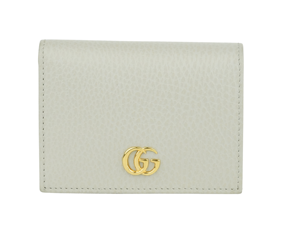 Pre-Loved Gucci Compact Bifold Wallet Leather in Gray Pink