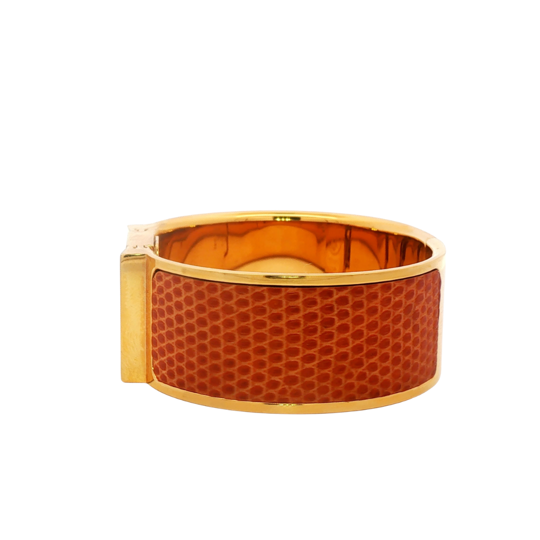 Pre-Loved Hermes Loquet Gold Brown Bangle Watch