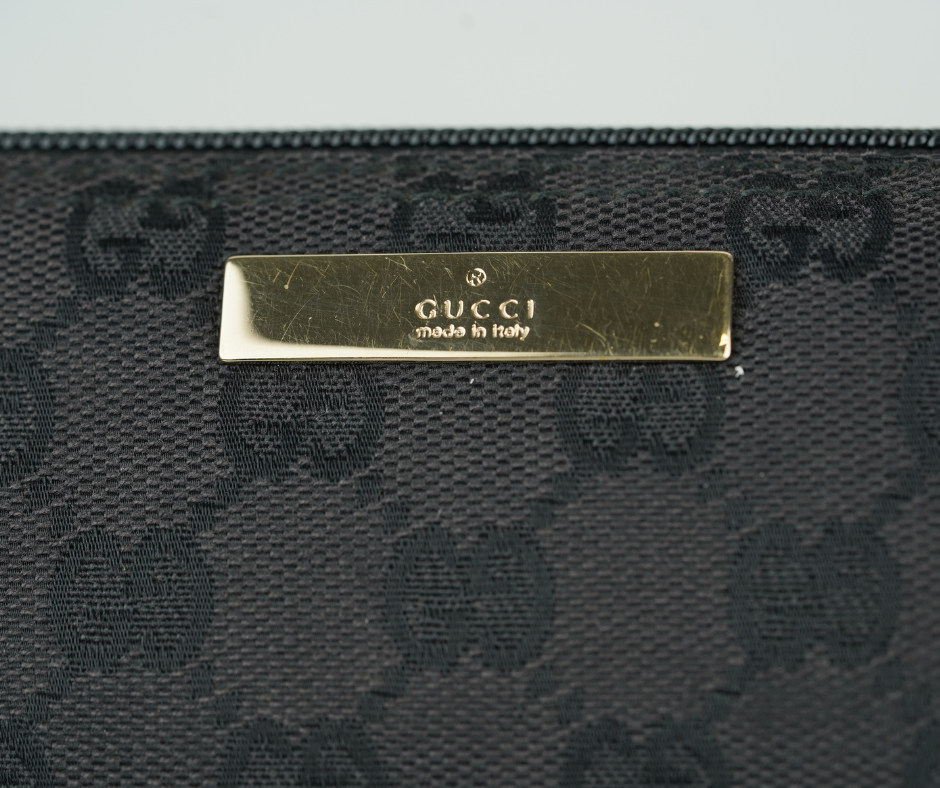Pre-Loved Gucci Vintage GG Monogram Mini Shoulder Bag Black Canvas Leather