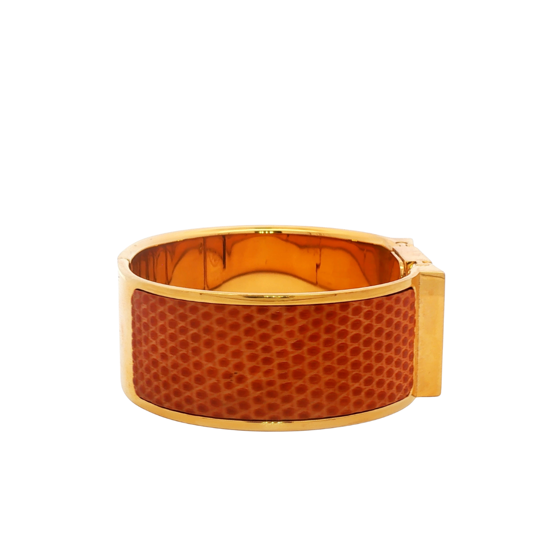 Pre-Loved Hermes Loquet Gold Brown Bangle Watch