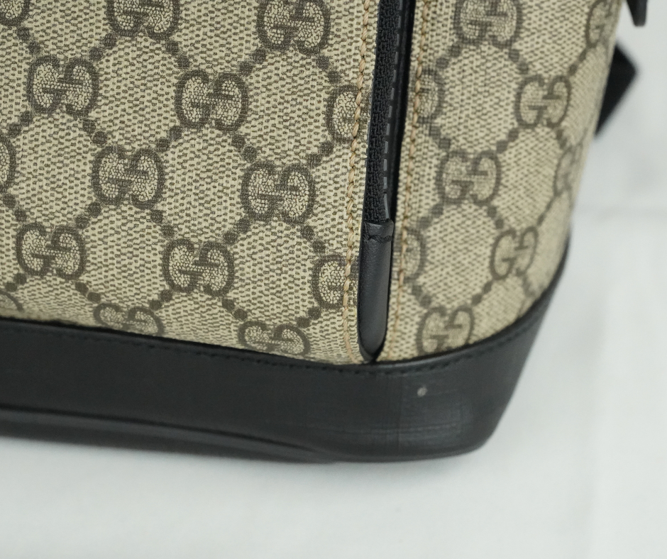 Pre-Loved Gucci Beige Black Supreme Canvas Backpack