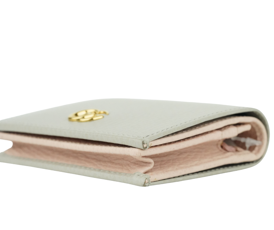 Pre-Loved Gucci Compact Bifold Wallet Leather in Gray Pink