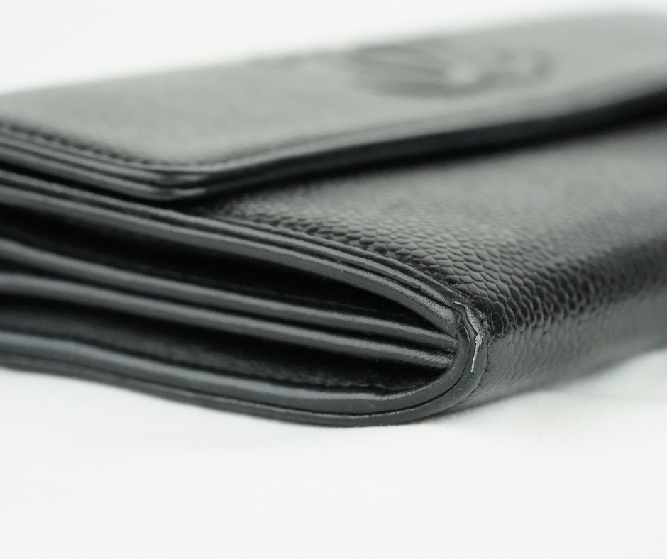 Pre-Loved Chanel Caviar Timeless CC Long Flap Wallet in Black