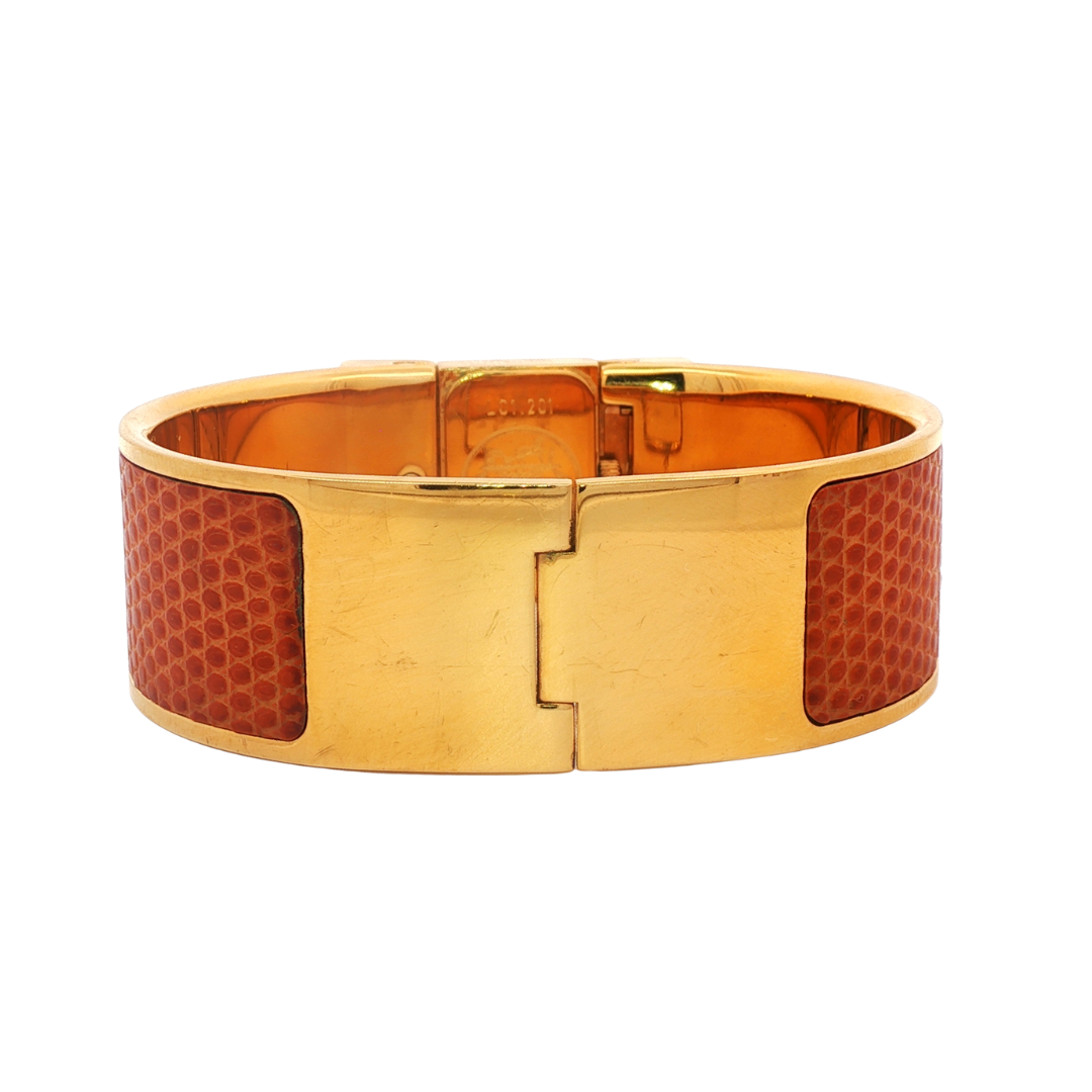 Pre-Loved Hermes Loquet Gold Brown Bangle Watch