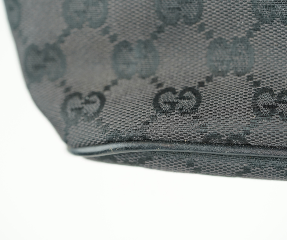 Pre-Loved Gucci Vintage GG Monogram Mini Shoulder Bag Black Canvas Leather