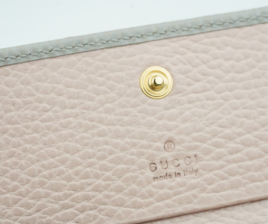 Pre-Loved Gucci Compact Bifold Wallet Leather in Gray Pink