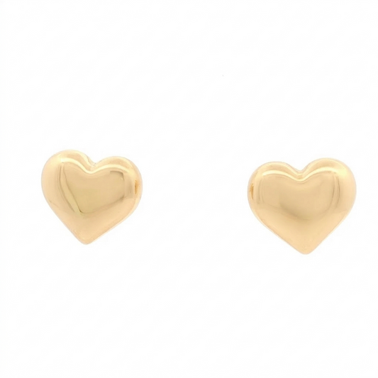 18K Japan Yellow Gold Heart Stud Earrings