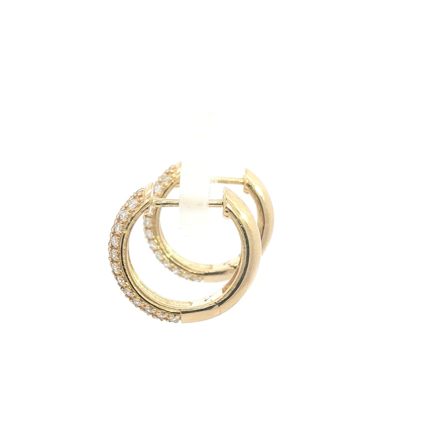 18K Yellow Gold Hoop Earrings with Round Brilliant Diamonds