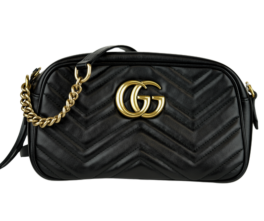 Pre-Loved Gucci GG Marmont Matelasse Mini Camera Bag in Black