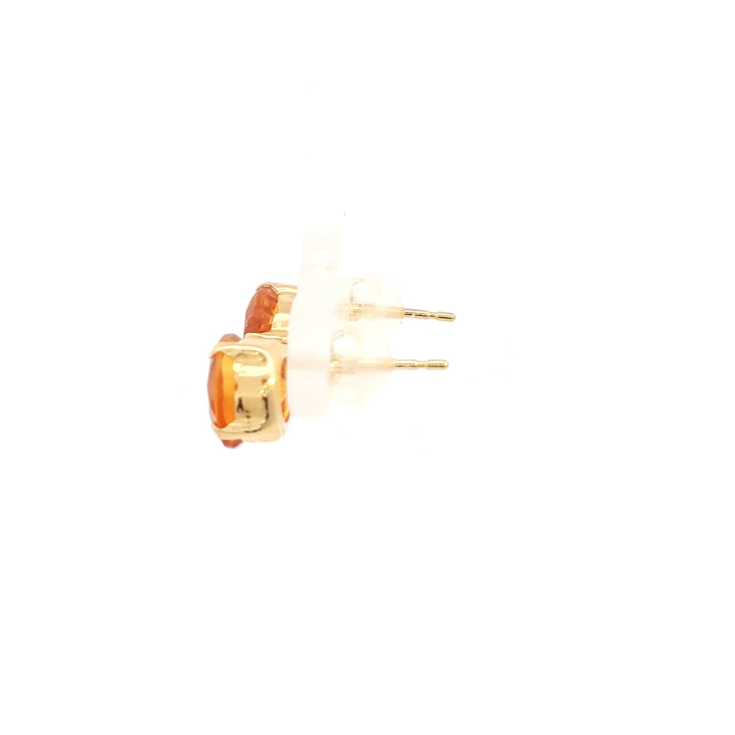 18K Yellow Gold Stud Gemstone Earrings with Round Cut Citrine