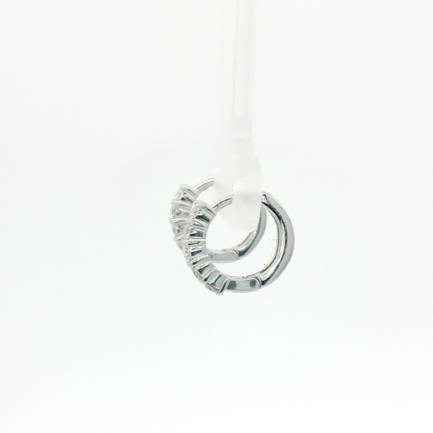 18K White Gold Hoop Earrings with Natural Round Cut Diamonds