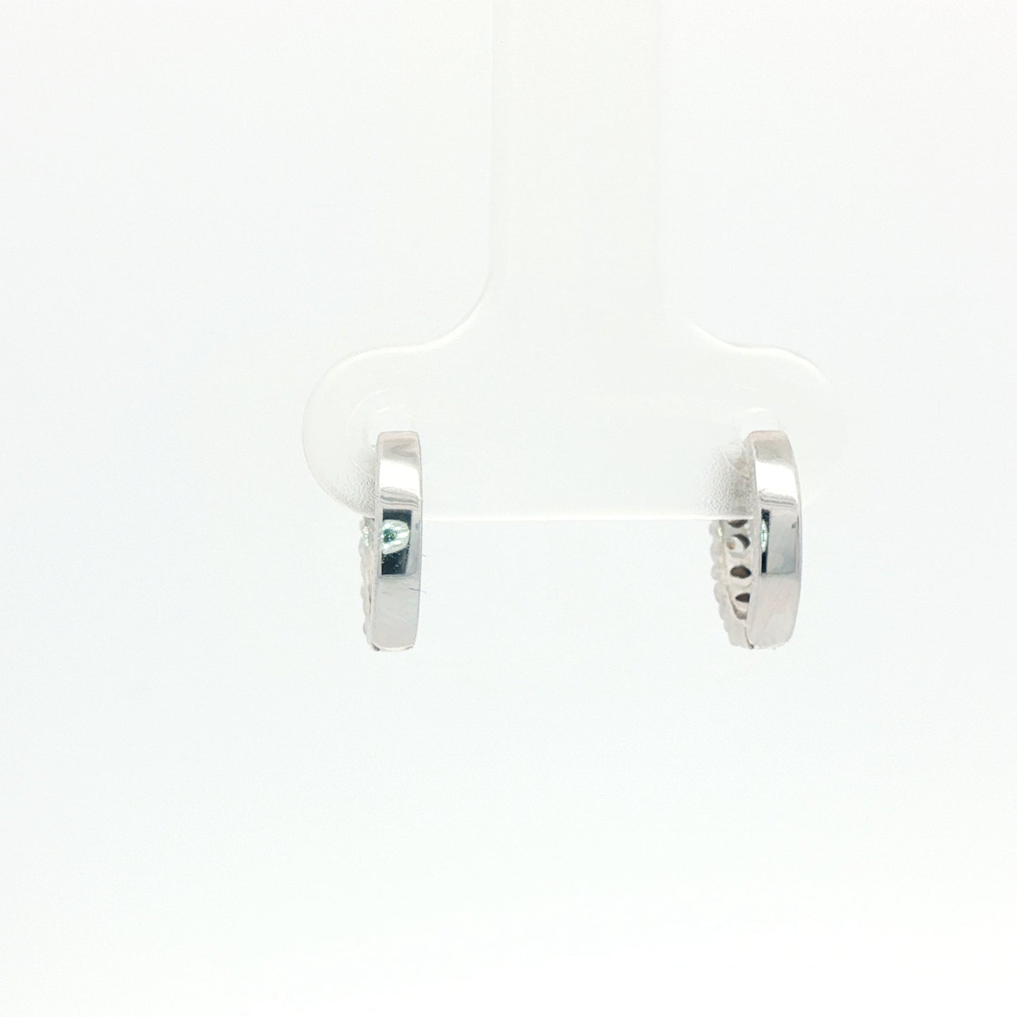 18K White Gold Hoop Earrings with Natural Round Cut Diamonds