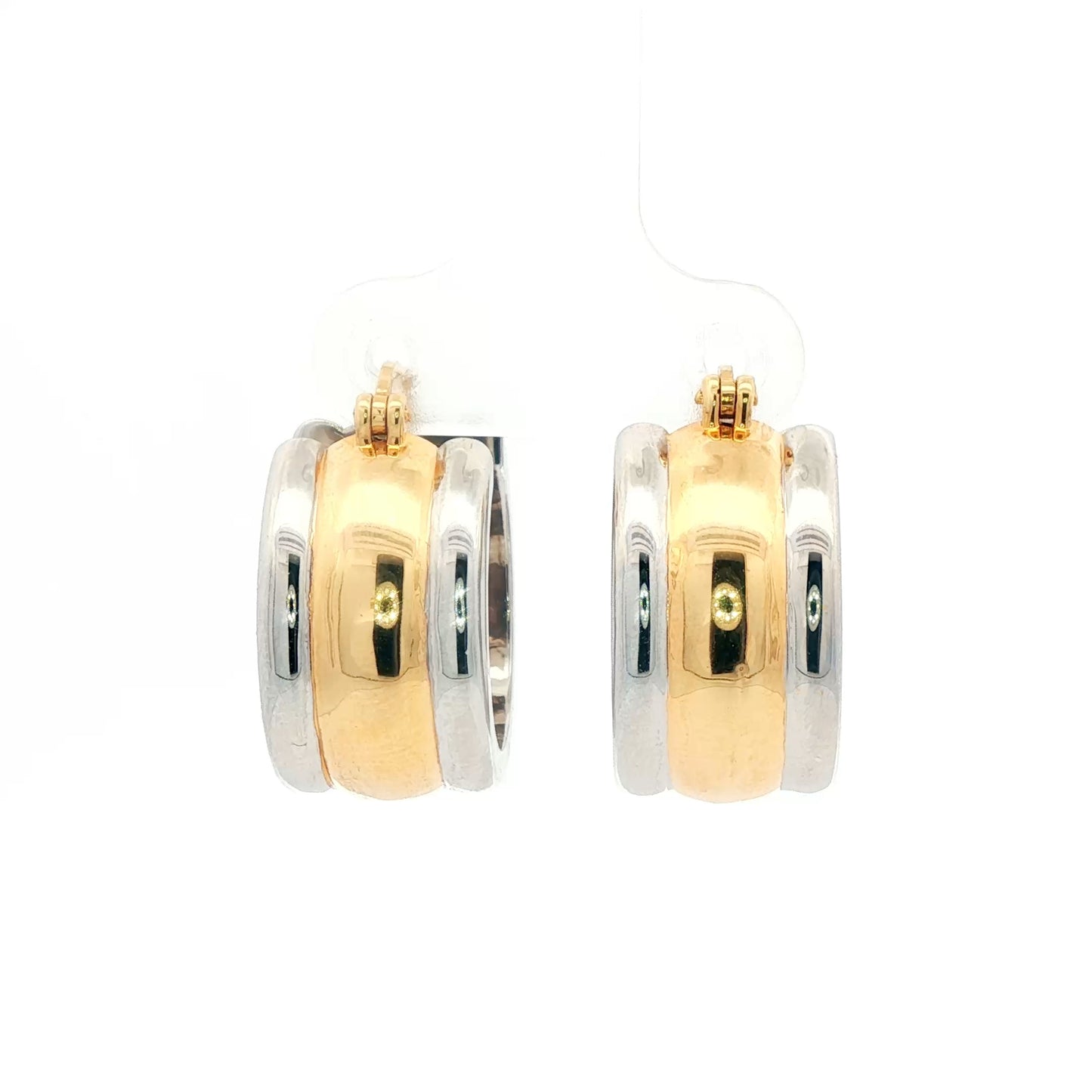 18K Japan Yellow & White Two-Tone Gold Hoop Earrings