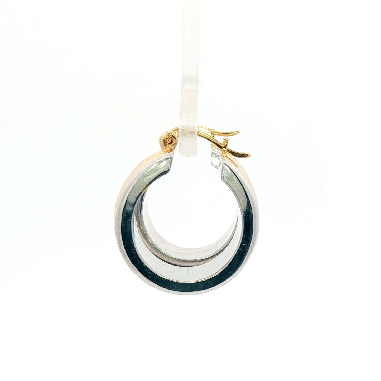 18K Japan Yellow & White Two-Tone Gold Hoop Earrings