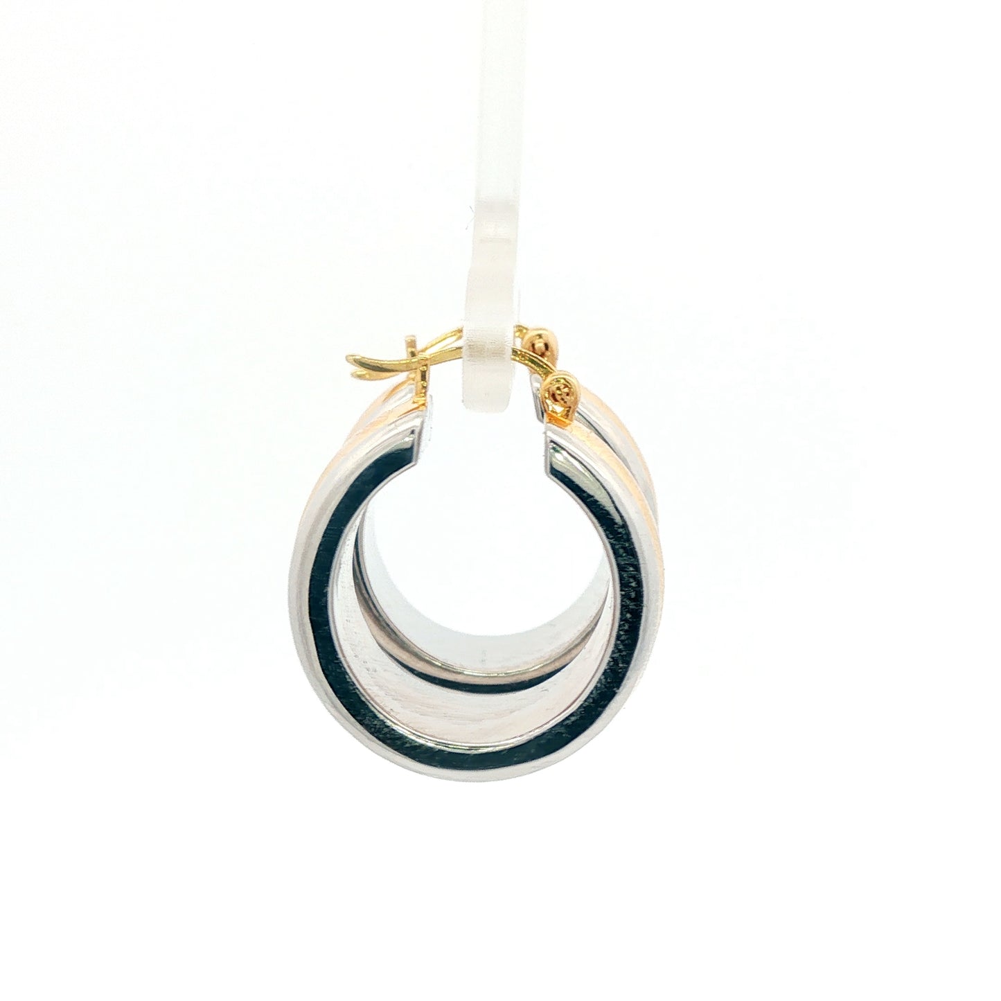 18K Japan Yellow & White Two-Tone Gold Hoop Earrings