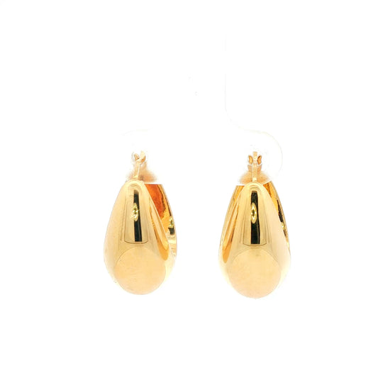 18K Japan Yellow Solid Gold Hoop Earrings