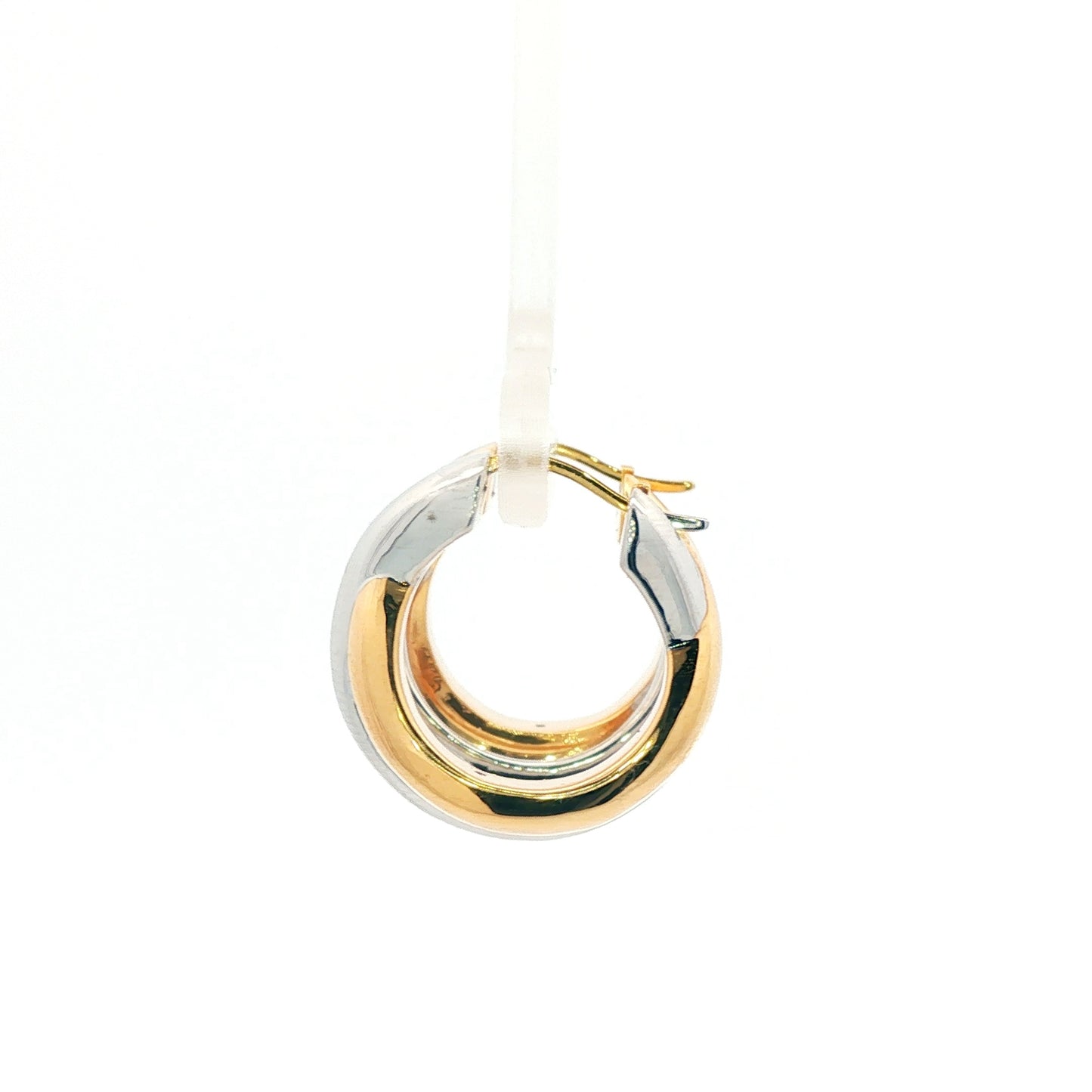 18K Japan Yellow & White Two-Tone Gold Twist Hoop Earrings