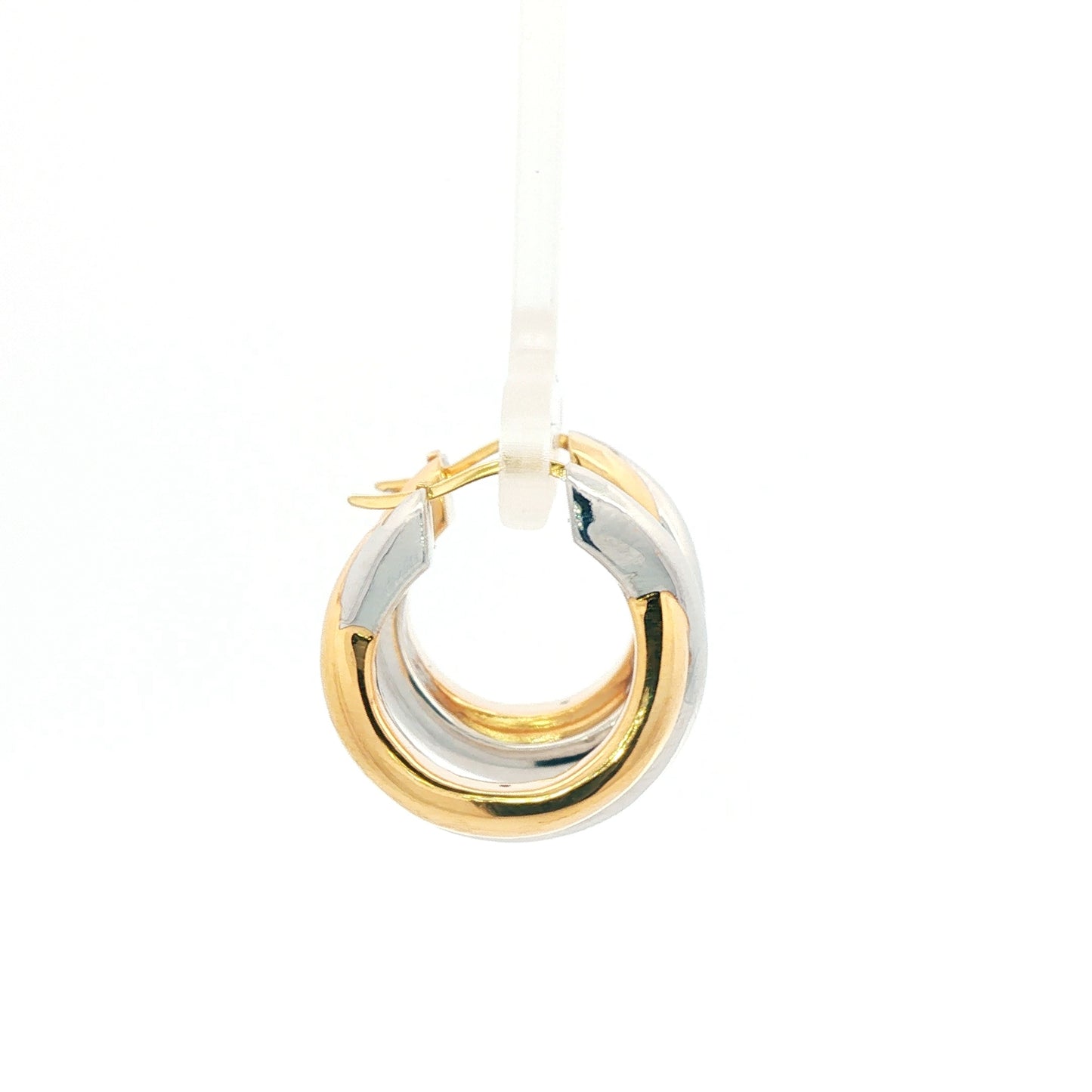 18K Japan Yellow & White Two-Tone Gold Twist Hoop Earrings