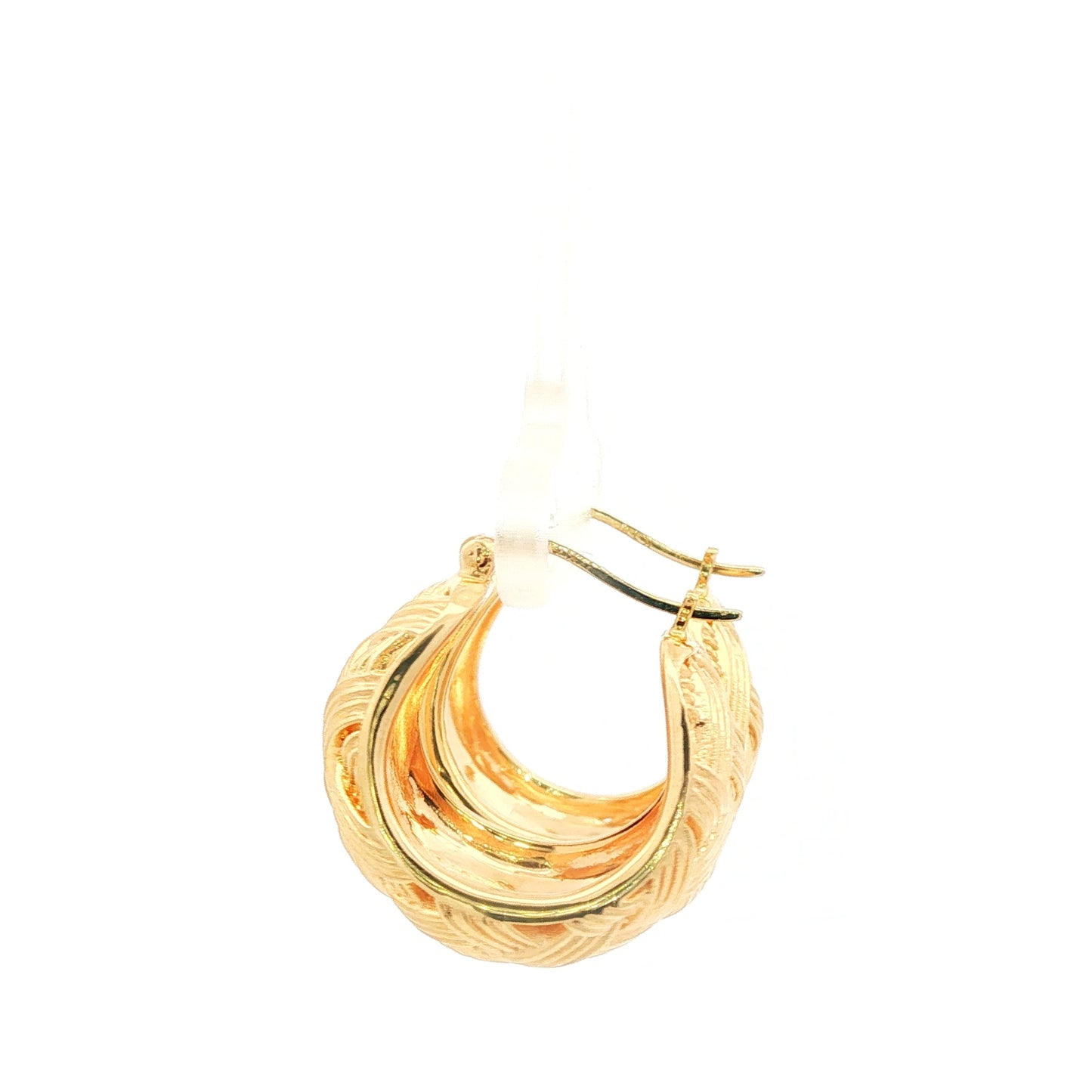 18K Japan Yellow Gold Woven Design Hoop Earrings