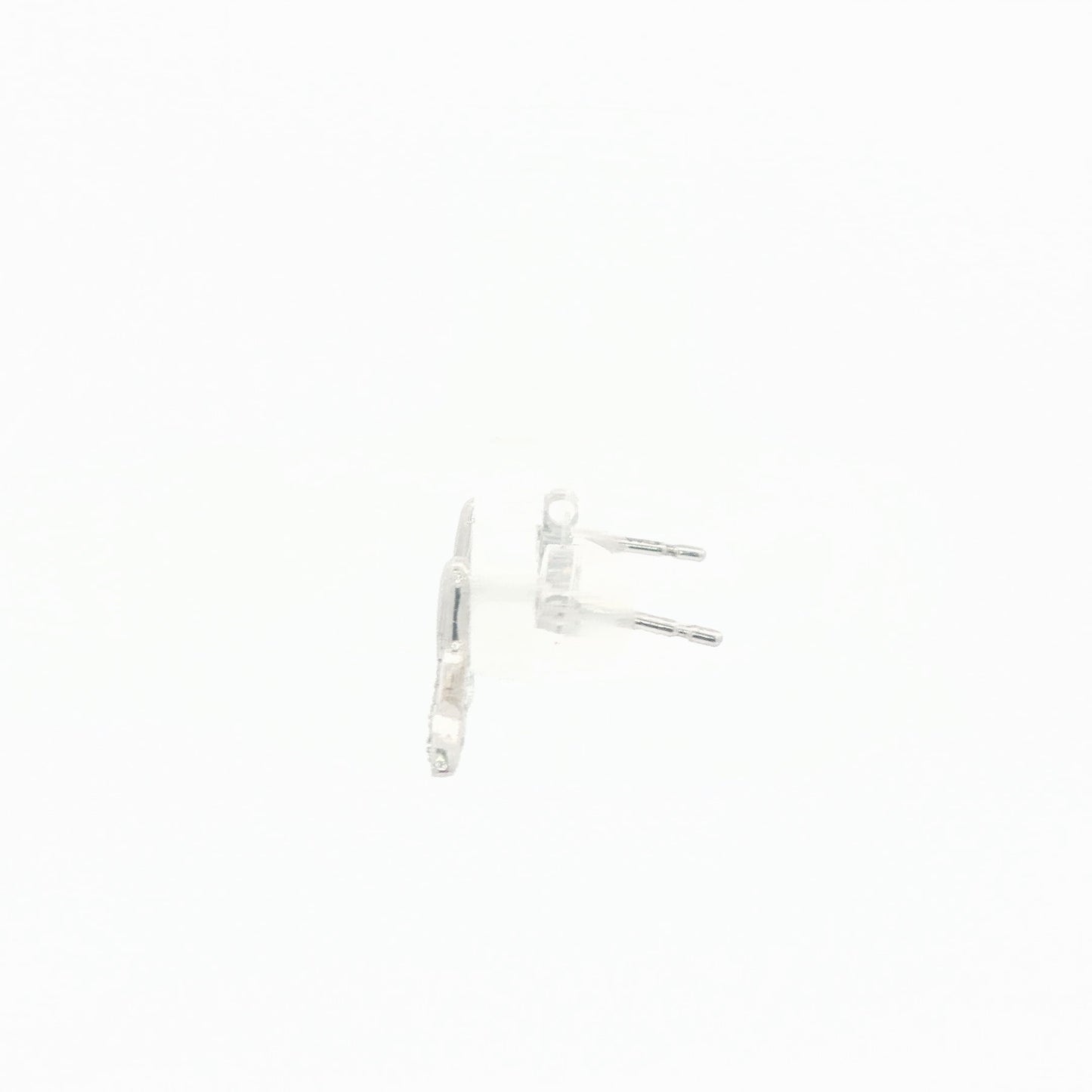 18K White Gold Plated Silver Stud Earrings with Natural Diamond