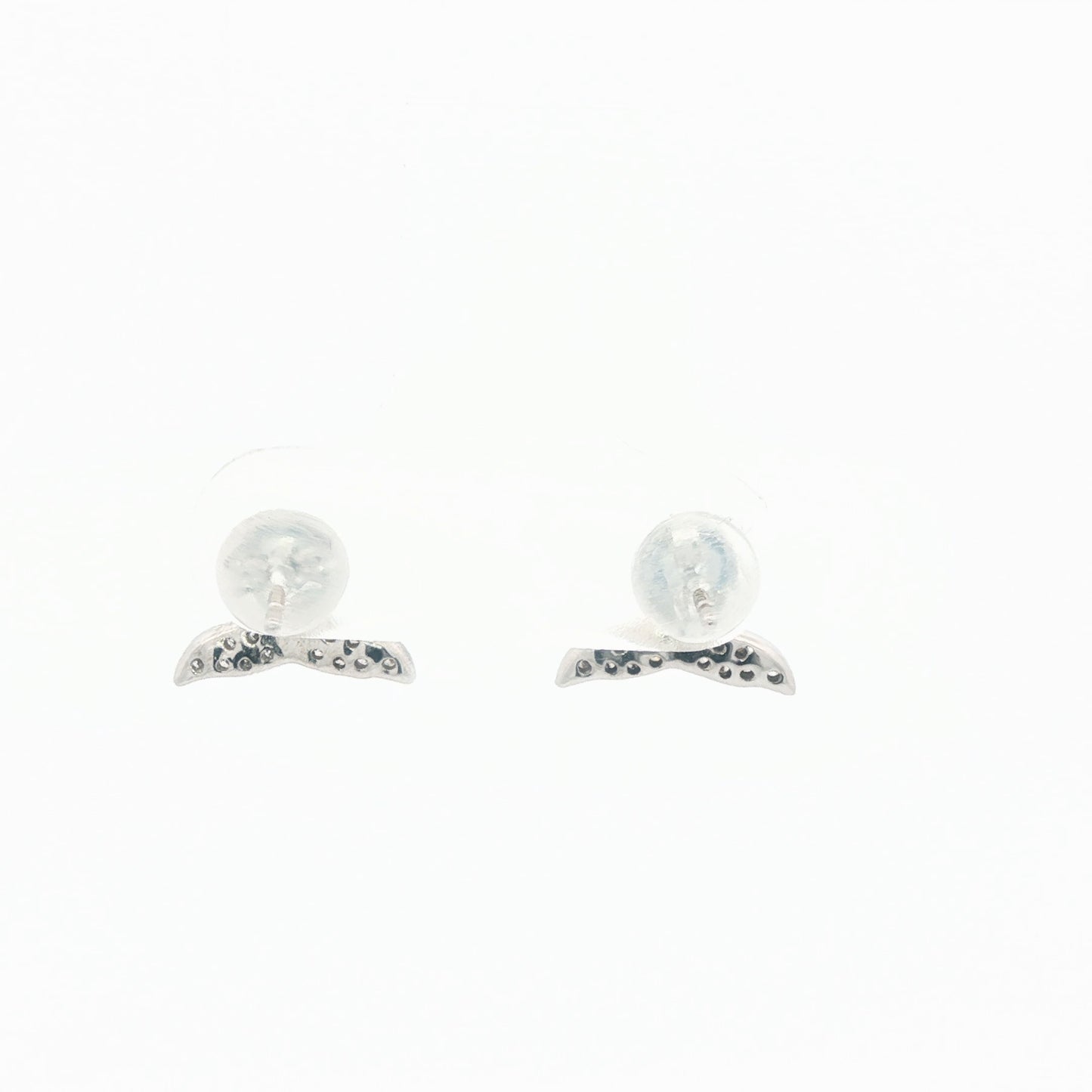 18K White Gold Plated Silver Stud Earrings with Natural Diamond
