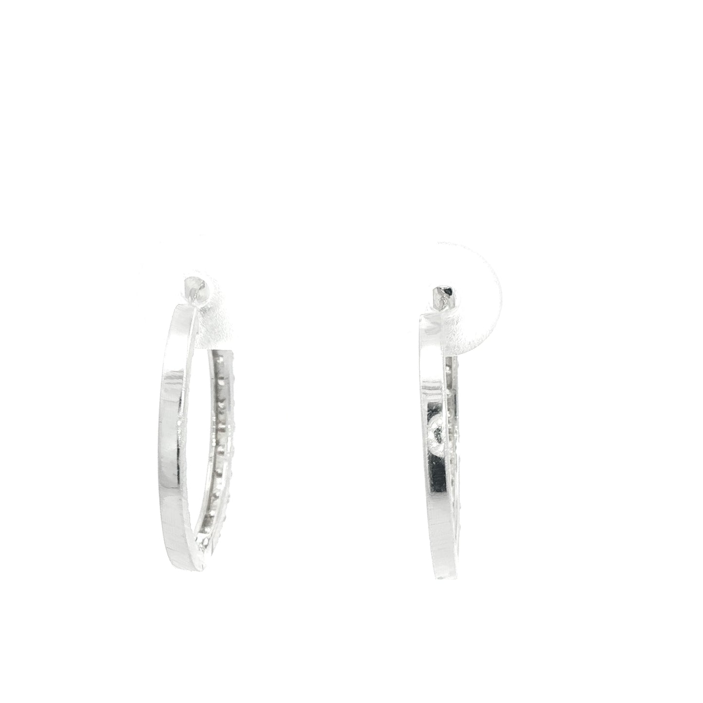 18K White Gold Hoop Earrings with Round Brilliant Cut Natural Diamonds