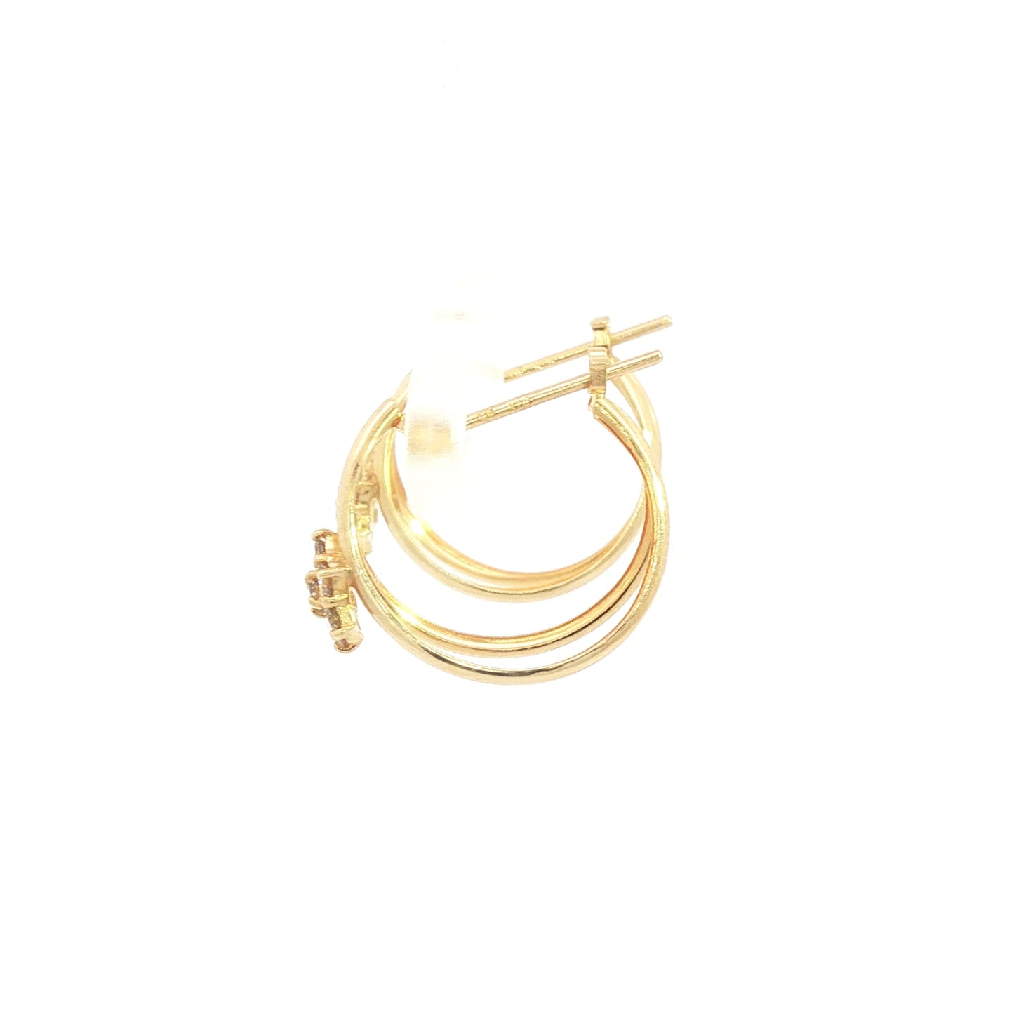 18K Yellow Gold Huggie Earrings with Round Brilliant Cut Natural Diamonds