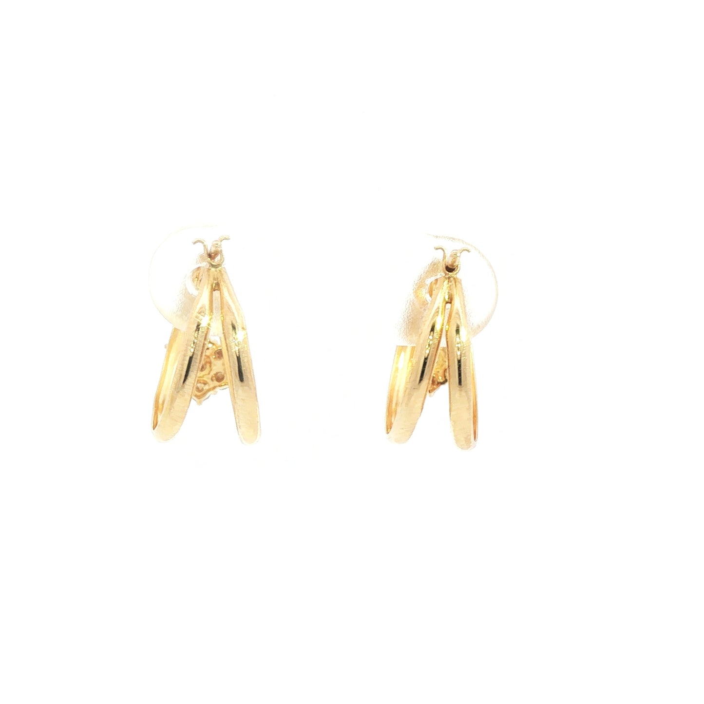 18K Yellow Gold Huggie Earrings with Round Brilliant Cut Natural Diamonds