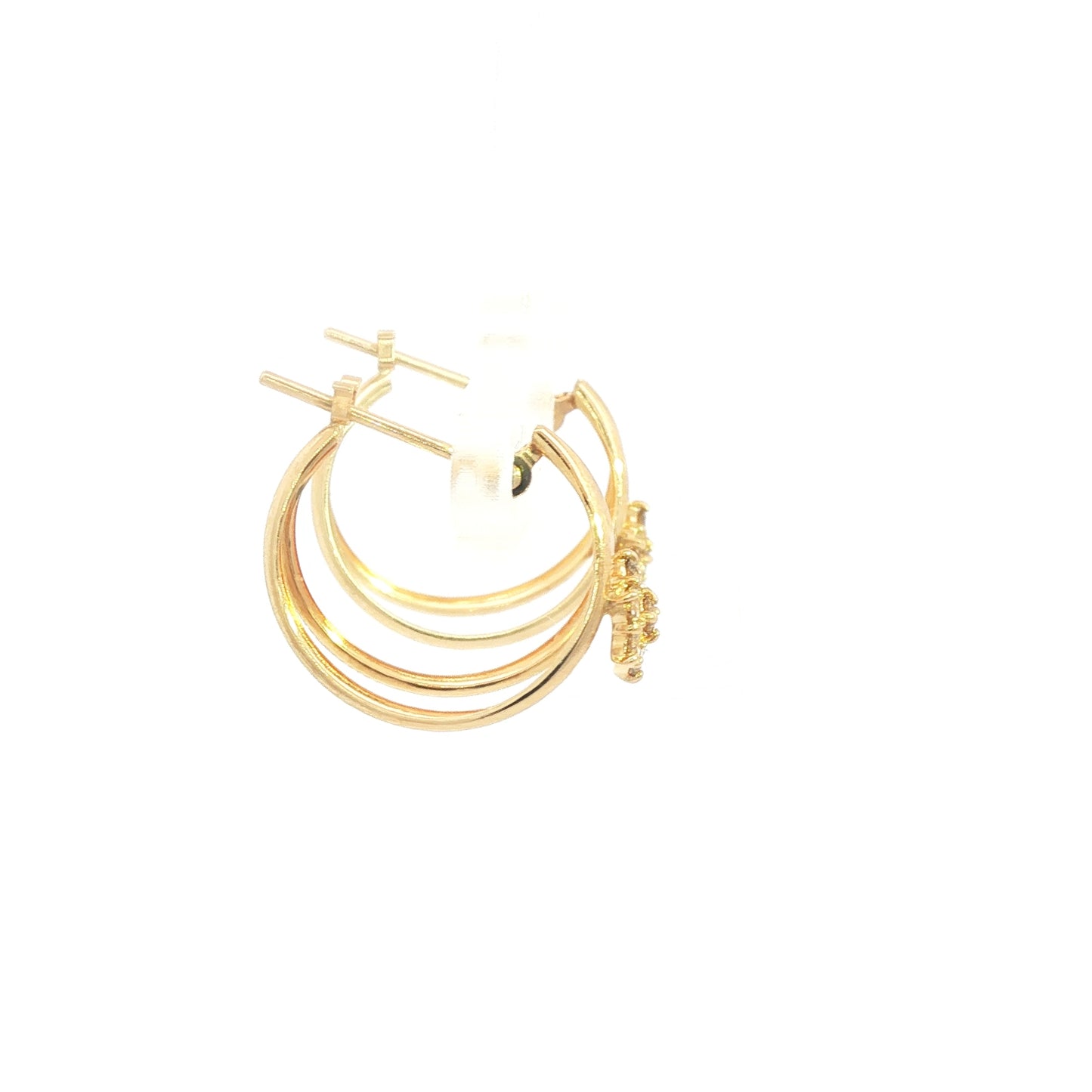 18K Yellow Gold Huggie Earrings with Round Brilliant Cut Natural Diamonds