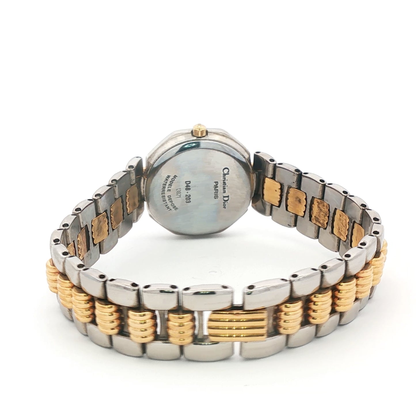 Pre-Loved Vintage Christian Dior Déposé Octagon Vintage Women's Watch in Two Tone Steel and Gold