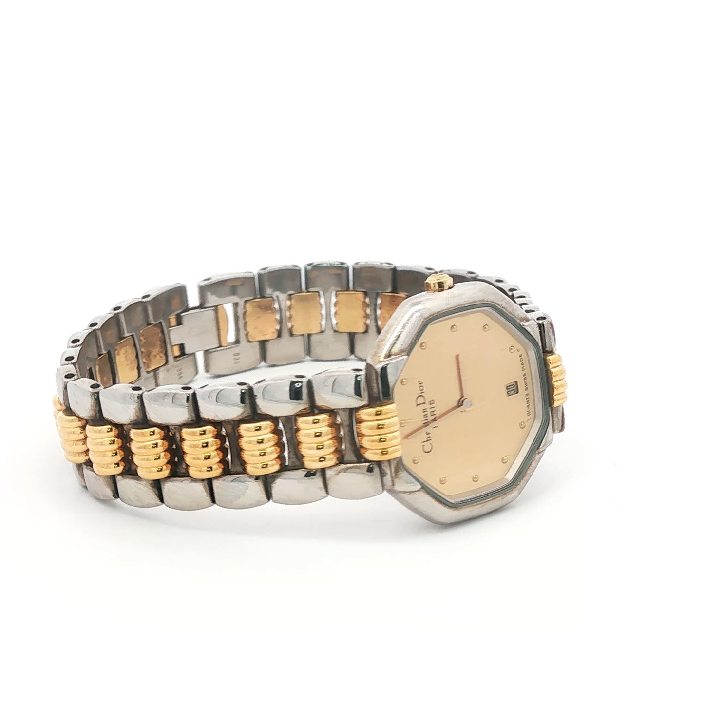 Pre-Loved Vintage Christian Dior Déposé Octagon Vintage Women's Watch in Two Tone Steel and Gold